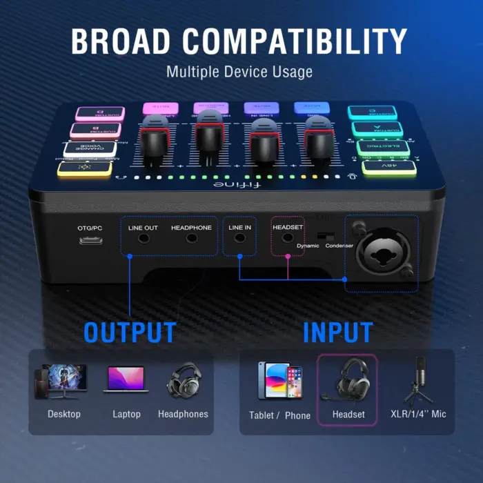 Звуковая карта FIFINE SC3 mixer Apligame